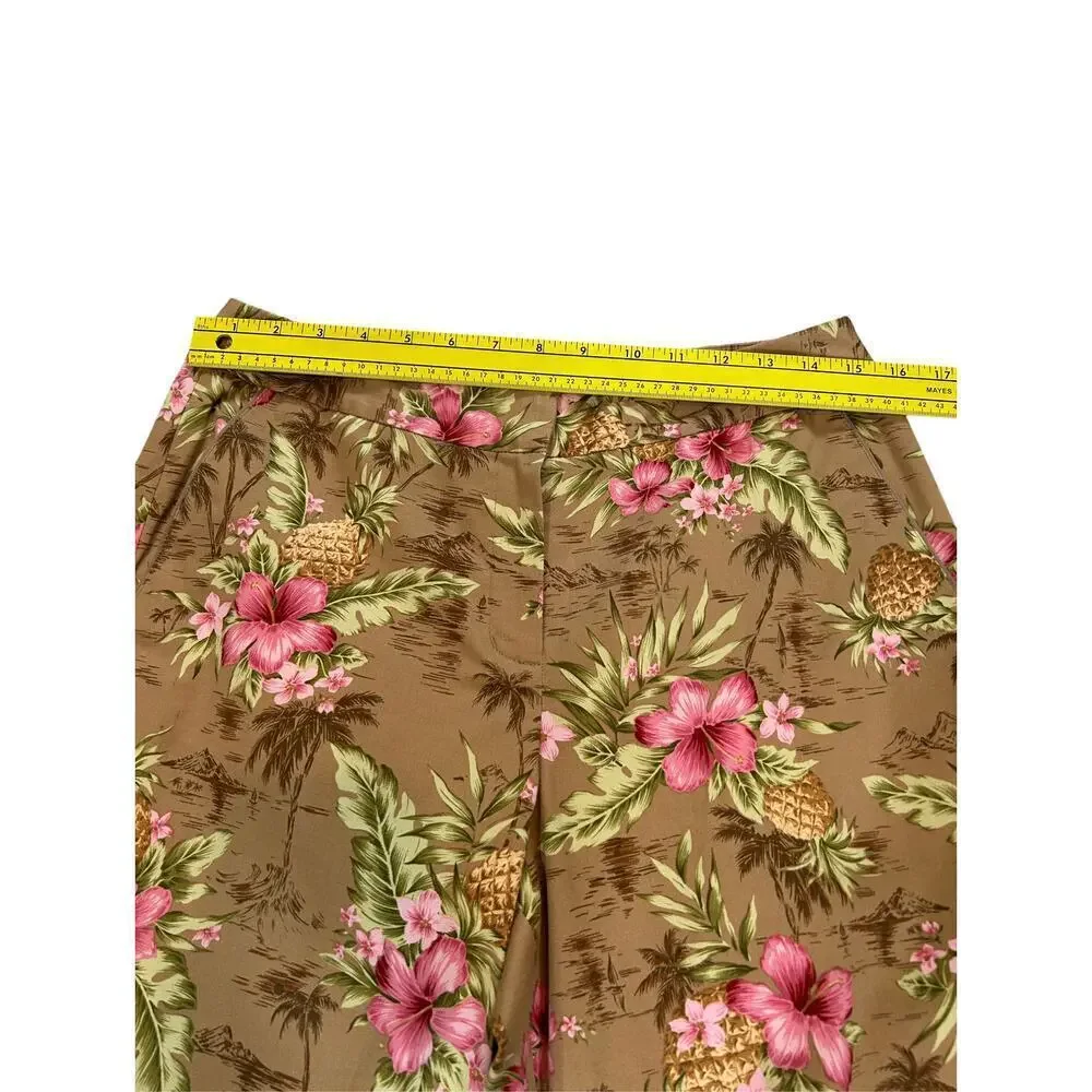 Tommy Bahama Stretch Wide Leg Tropical Print Crop Pants Size 8 Beach